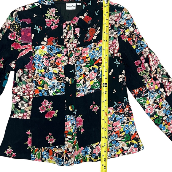 Mohito Women’s Vintage Inspired Patchwork Floral Blazer Jacket Black Boho Small - Picture 8 of 16